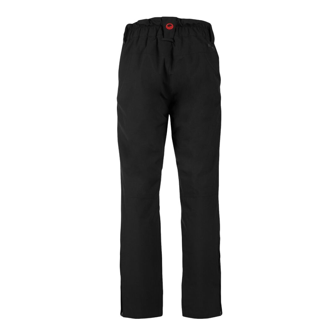 Halti Rinne Dam DrymaxX Skidbyxor, svarta byxor i återvunnen polyester med resår i midjan och raka ben, sedd bakifrån.