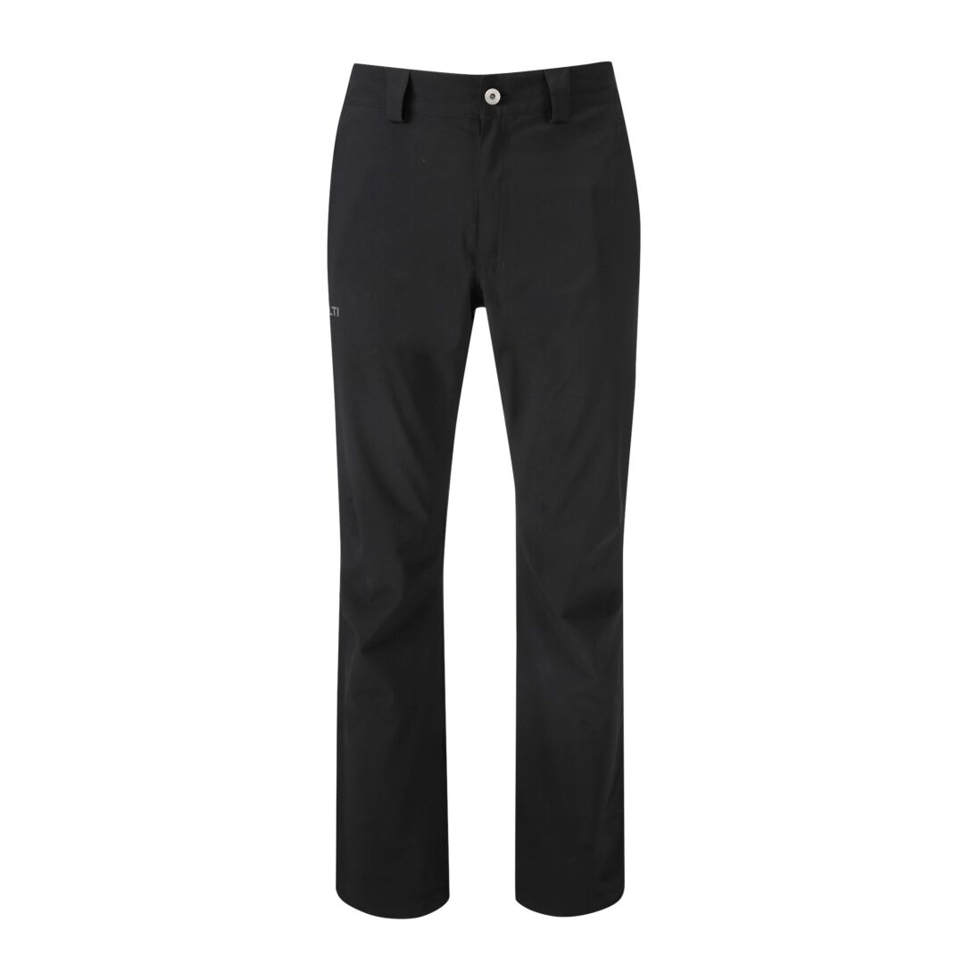 Halti Vuoksi Herr Recy DrymaxX Long skalbyxor i svart, knapp-/dragkedja, återvunnen polyester, på vit bakgrund.