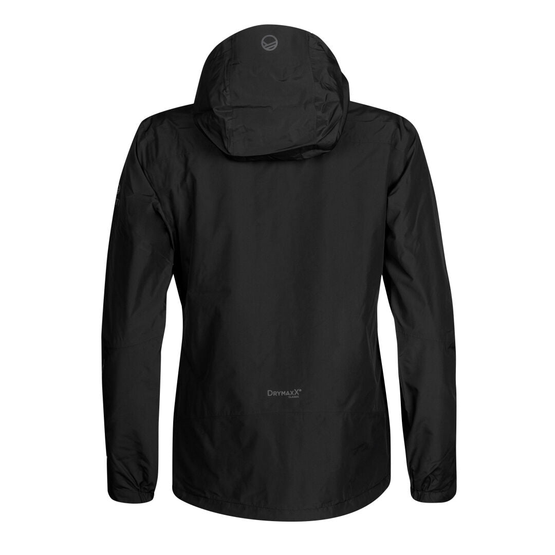Halti Fort DX Skaljacka Dam, sedd bakifrån, är svart med långa ärmar och en avslappnad passform i återvunnen polyester.
