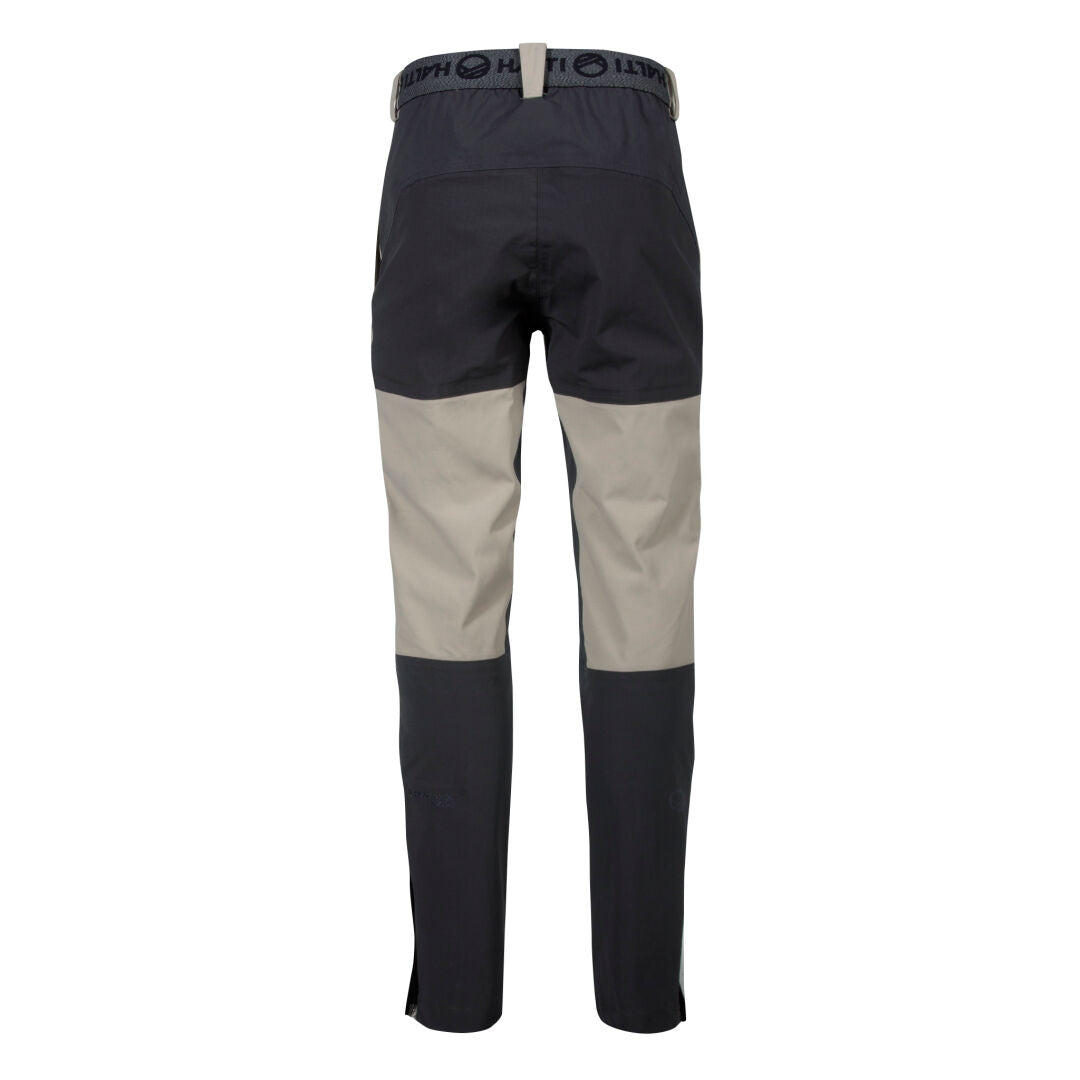 Baksidan av Halti Hiker Dam DrymaxX-byxor med mörka paneler och ljusa lår, tillverkade av återvunnet material.