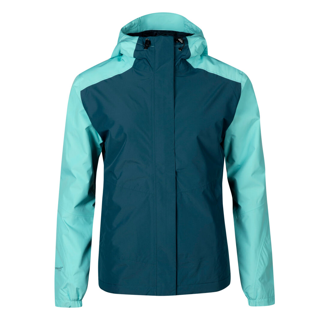 Halti Fort Plus Dam Warm Skaljacka är en blå/ljusblå regnjacka med huva gjord av återvunnen polyester.