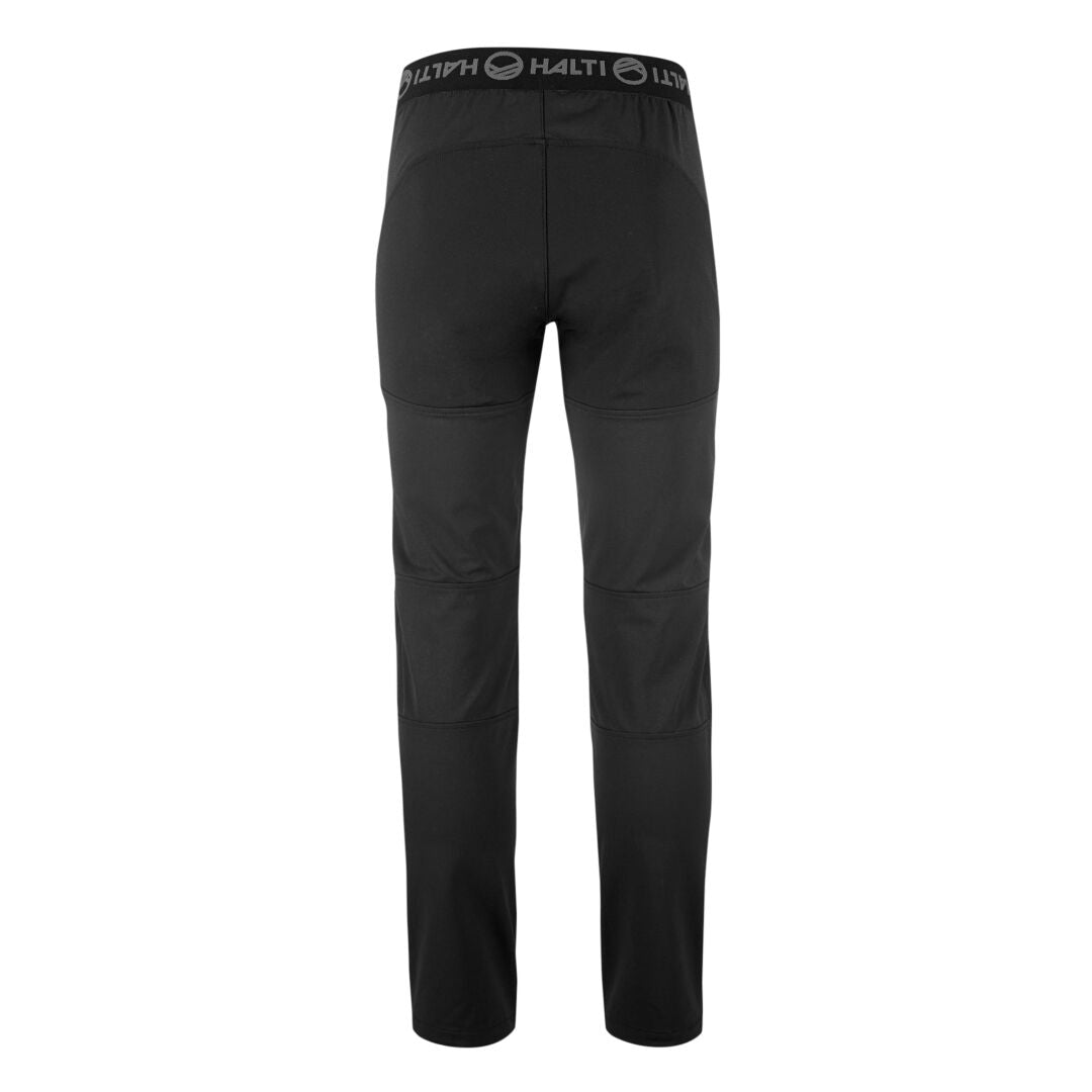 Baksidan av Halti Pallas II Herr Warm Long X-stretchbyxor i svart, med resår i midjan och benslut.