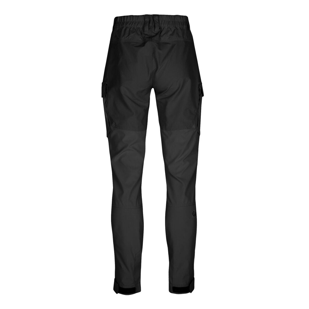 Halti Hiker Dam Lite utomhusbyxor i svart, med sidofickor och resår i midjan – perfekt för vandring eller trekking.