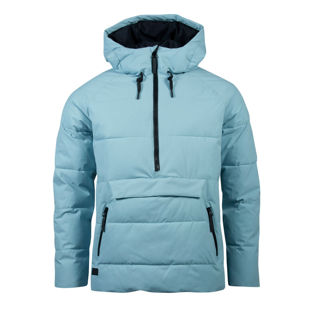 Halti Kinapori Unisex Anorak i ljusblått med Microtherm® THERMOFILL, dragkedja fram och fickor med dragkedja.
