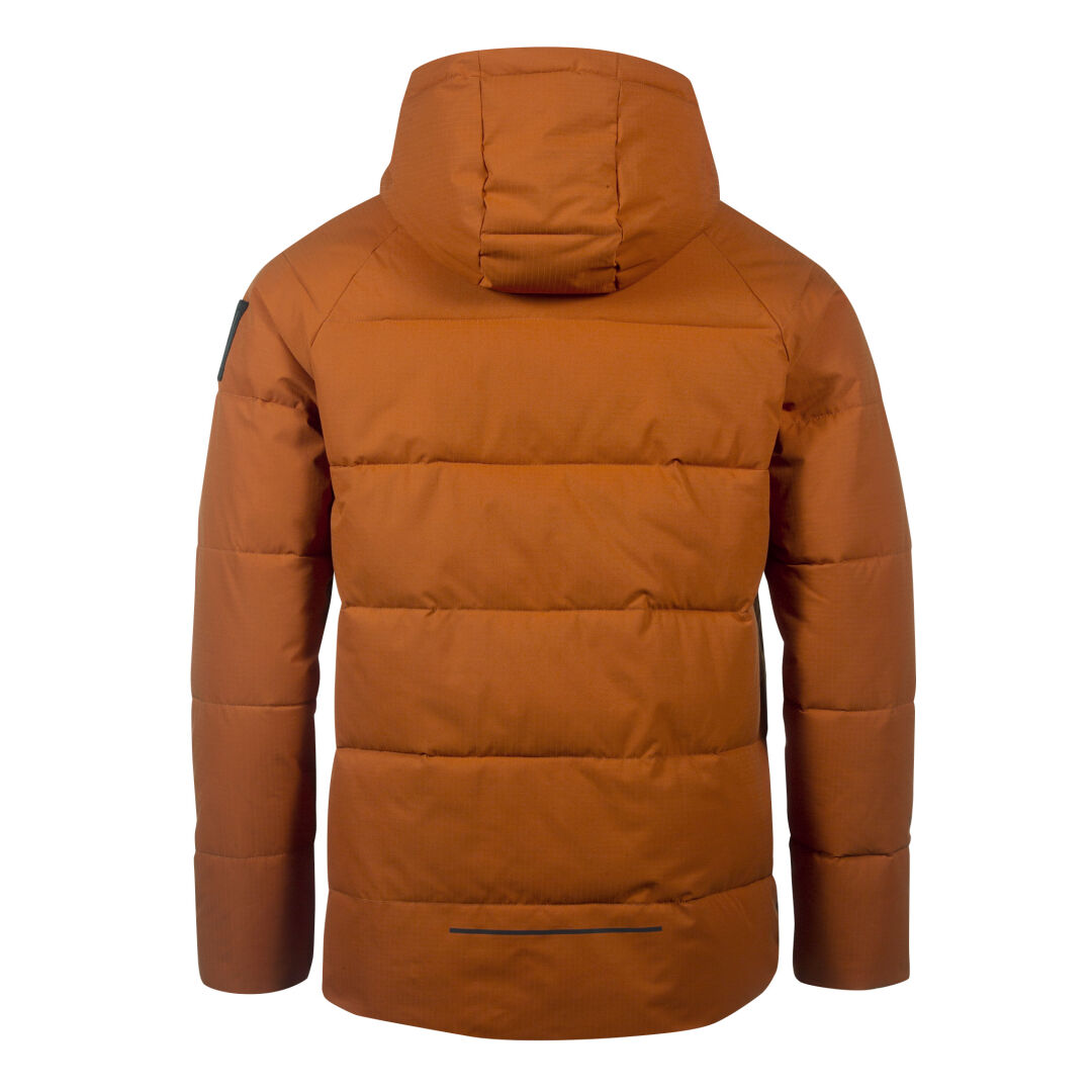 En brun Halti Kinapori Unisex Anorak visas bakifrån mot en vit bakgrund.