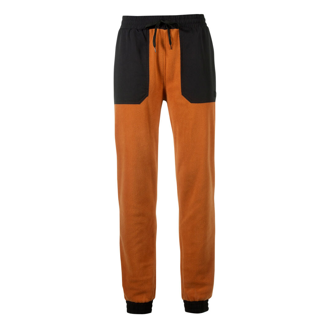 Halti Skugge Unisex Fleece Byxor: orange joggingbyxor med svarta detaljer, idealiska för unisex-fritidsstilar.
