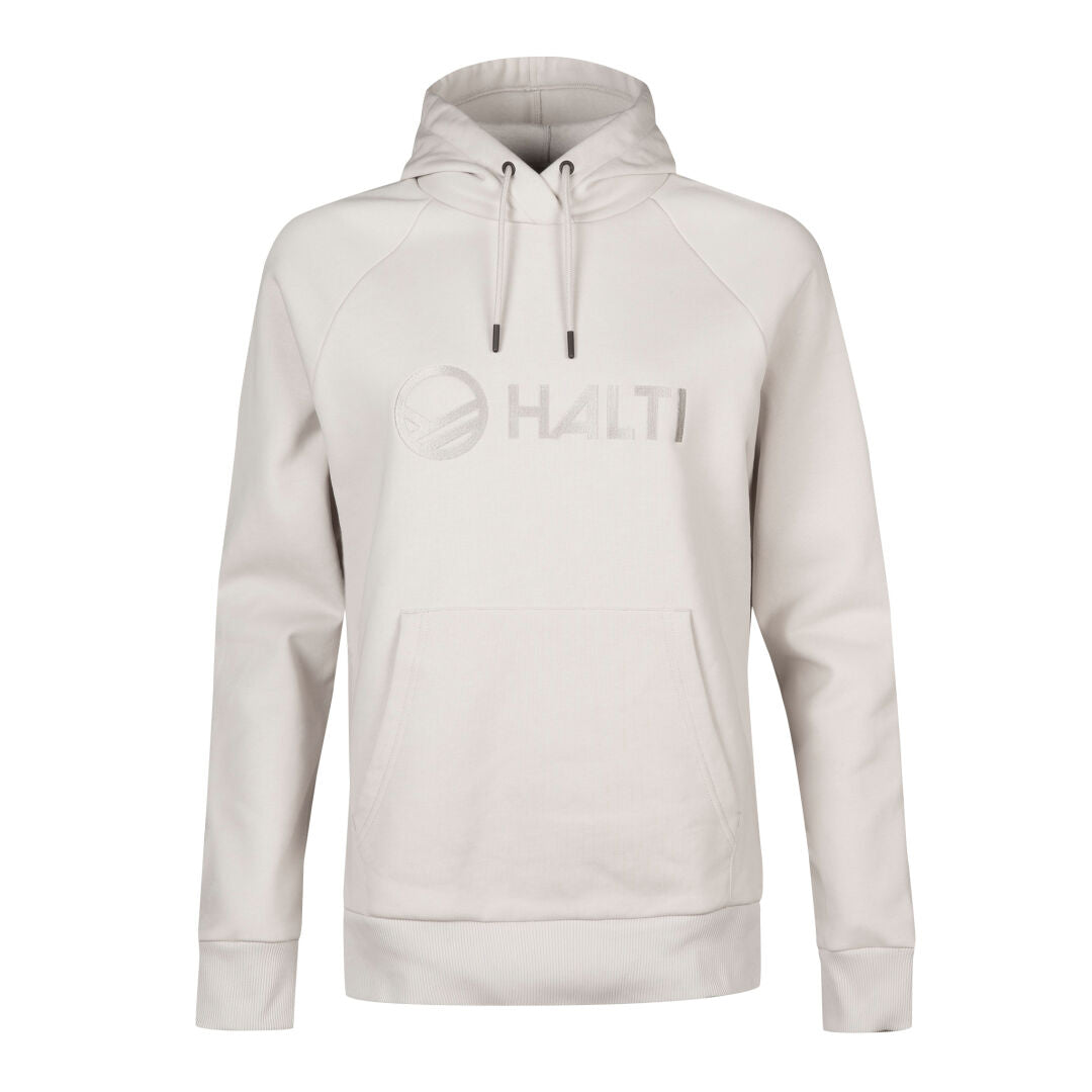 Massby Unisex Hoodie från Halti i ljusgrå bomullsblandning med logotyp och praktisk ficka.
