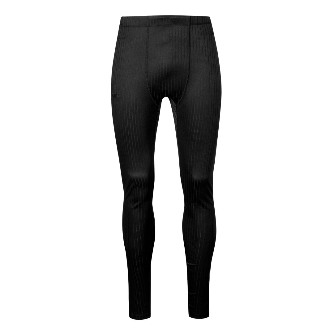 Halti Dual Underställ Set Herr: svarta, hellånga leggings i återvunnen polyester med diskreta vertikala ränder.