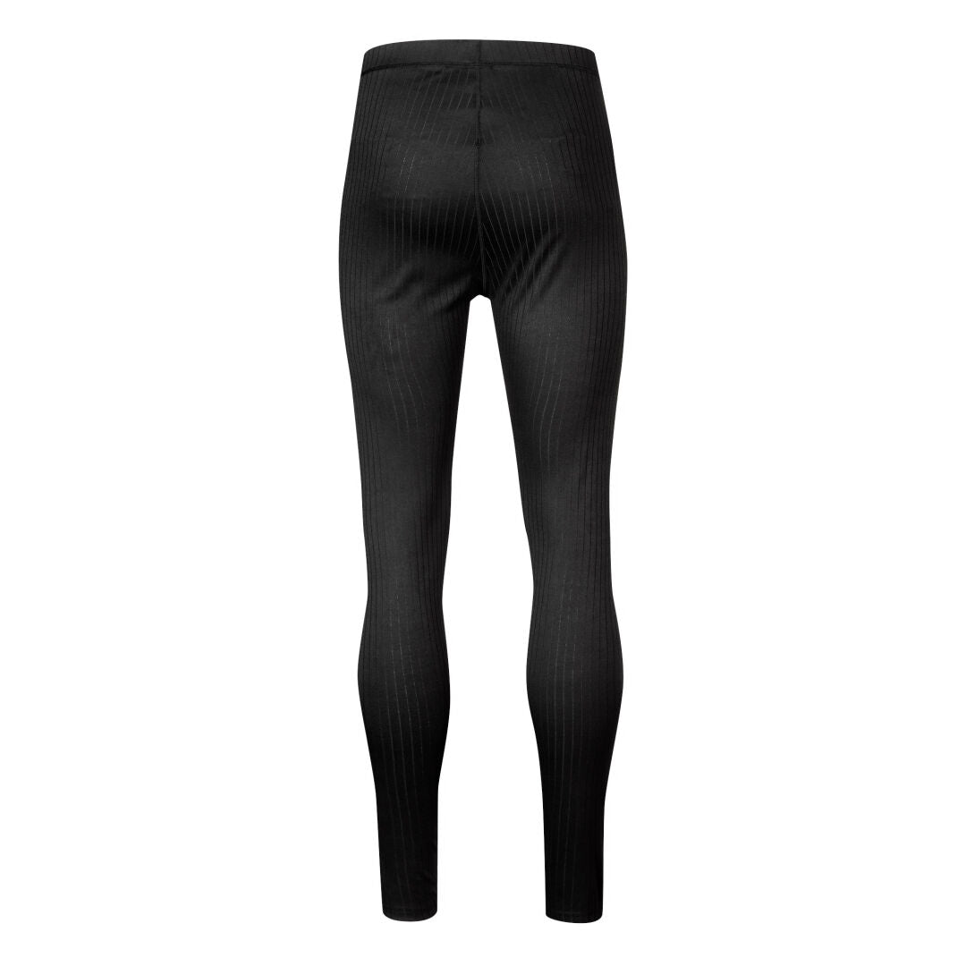 Halti Dual Underställ Set Herr svarta ribbade leggings med hög midja tillverkade av återvunnen polyester, visat bakifrån.