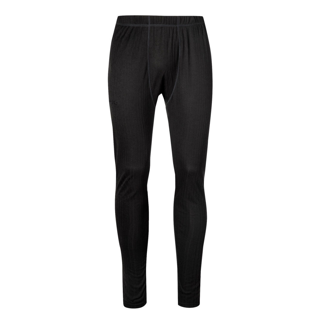Halti Dual Underställ Set Herr: svarta, hellånga, smala leggings i återvunnen polyester mot vit bakgrund.