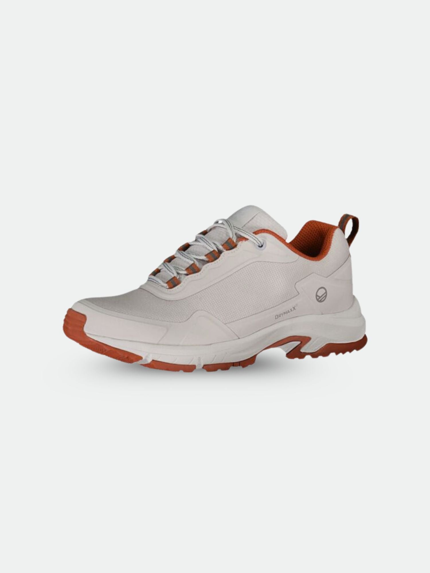 Halti Fara 2 DX Low Outdoorskor dam: vit, orange detaljer, snörning, texturerad gummisula på enfärgad bakgrund.