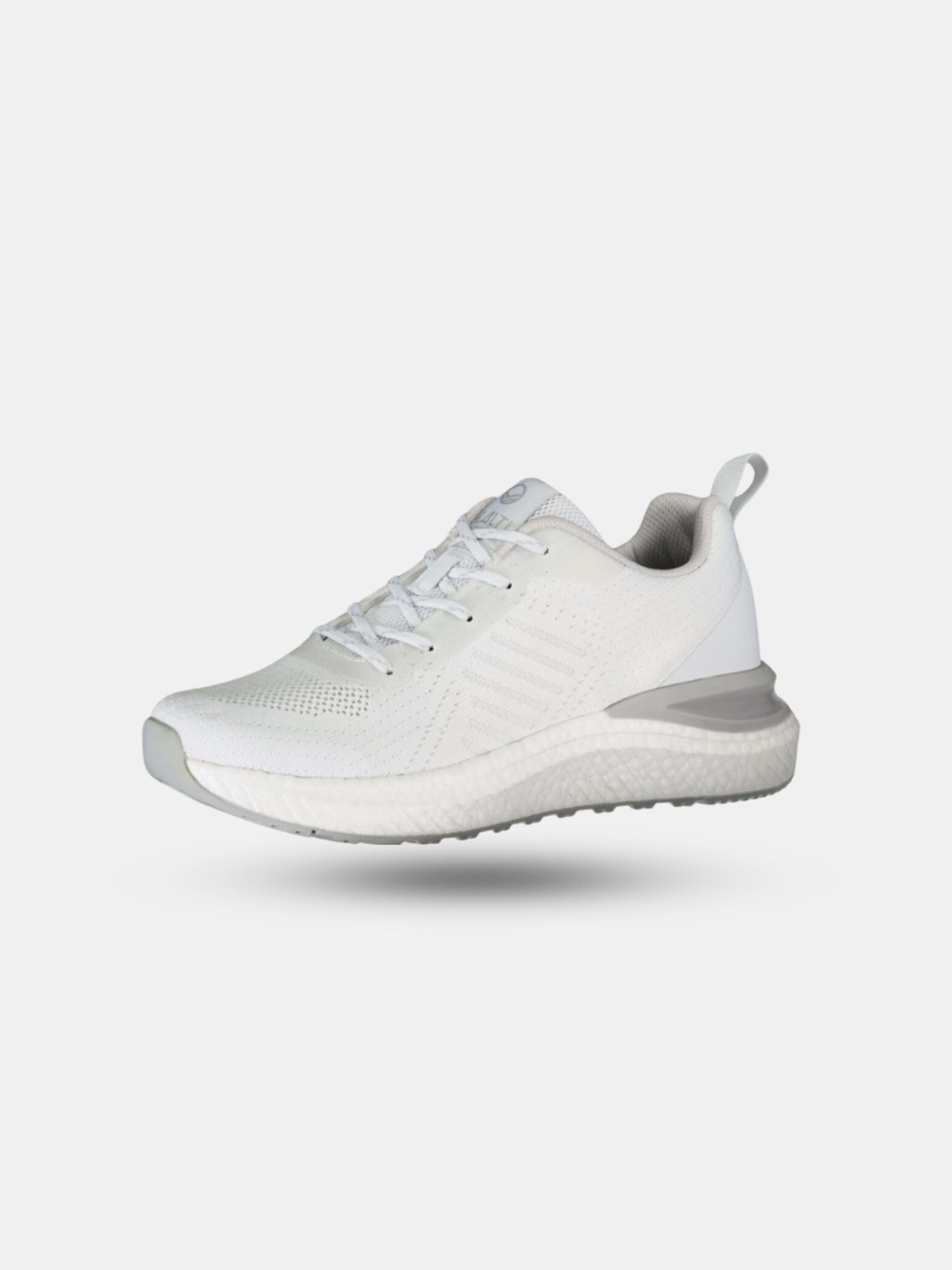 Halti Gale Sneaker Herr: vit, mesh-ovandel i återvunnen polyester, BoomaxX Energy-sula, snörning, dragflik.