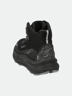 Bakifrån Halti Rapid Mid Freelock DX Skor Unisex i svart med texturerat mönster och reflekterande hälrem.