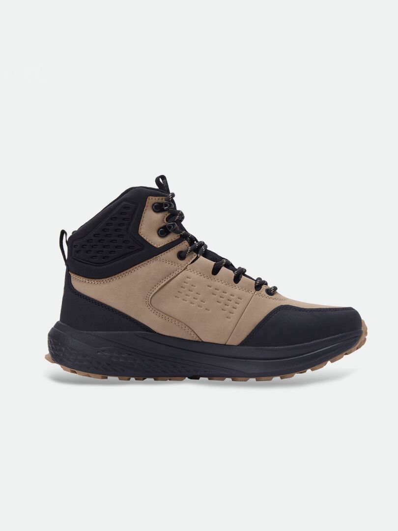 Halti Asento Mid DX Outdoorskor Herr – beige/svart snörningskänga med hög vrist och strukturerad sula, sidoprofil.