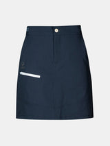 Halti Pallas Dam Lite X-stretch Kjol i marinblått med dragkedja fram och logotyp på vänster sida.