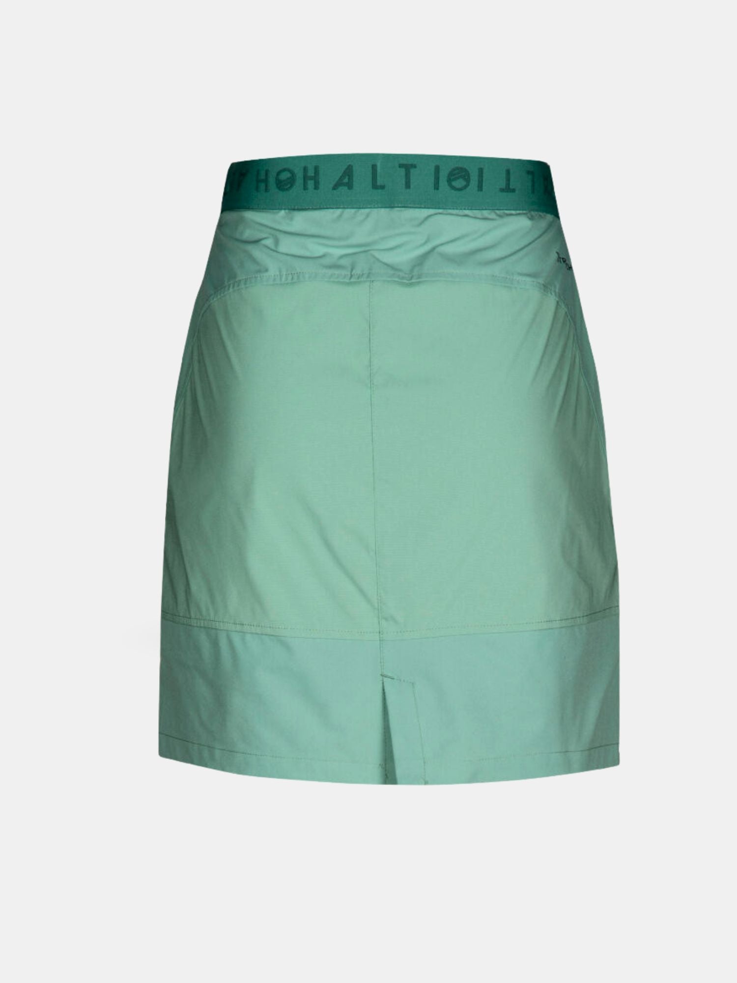 Halti Pallas Dam Lite X-stretch Kjol är en ljusgrön snabbtorkande kjol med mörkgrönt midjeband och minimala sömmar.