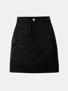 En svart Halti Pallas Dam Lite X-stretch kjol med knapp fram, dragkedja och en liten dragkedjeficka på vänster sida.