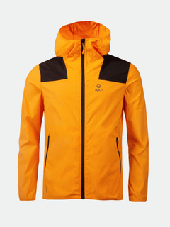 Halti Pallas Herr Lite X-stretch Jacka - ljusorange, svart kant, fickor med dragkedja; vandringsjacka herr i återvunnet material.
