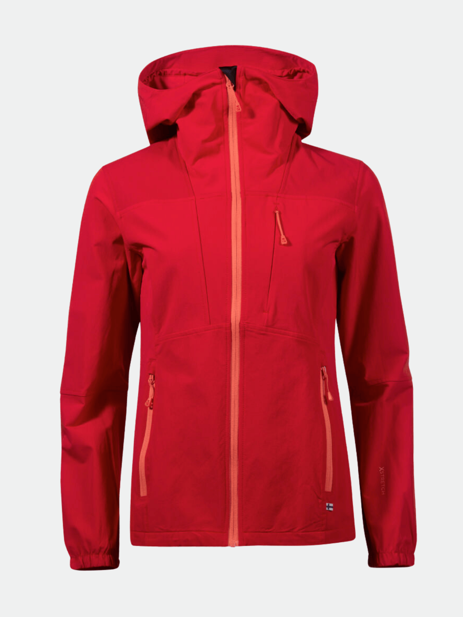 Halti Pallas Dam Warm X-stretch Jacka - röd, varm outdoorjacka med dragkedja, sidofickor och bröstficka.