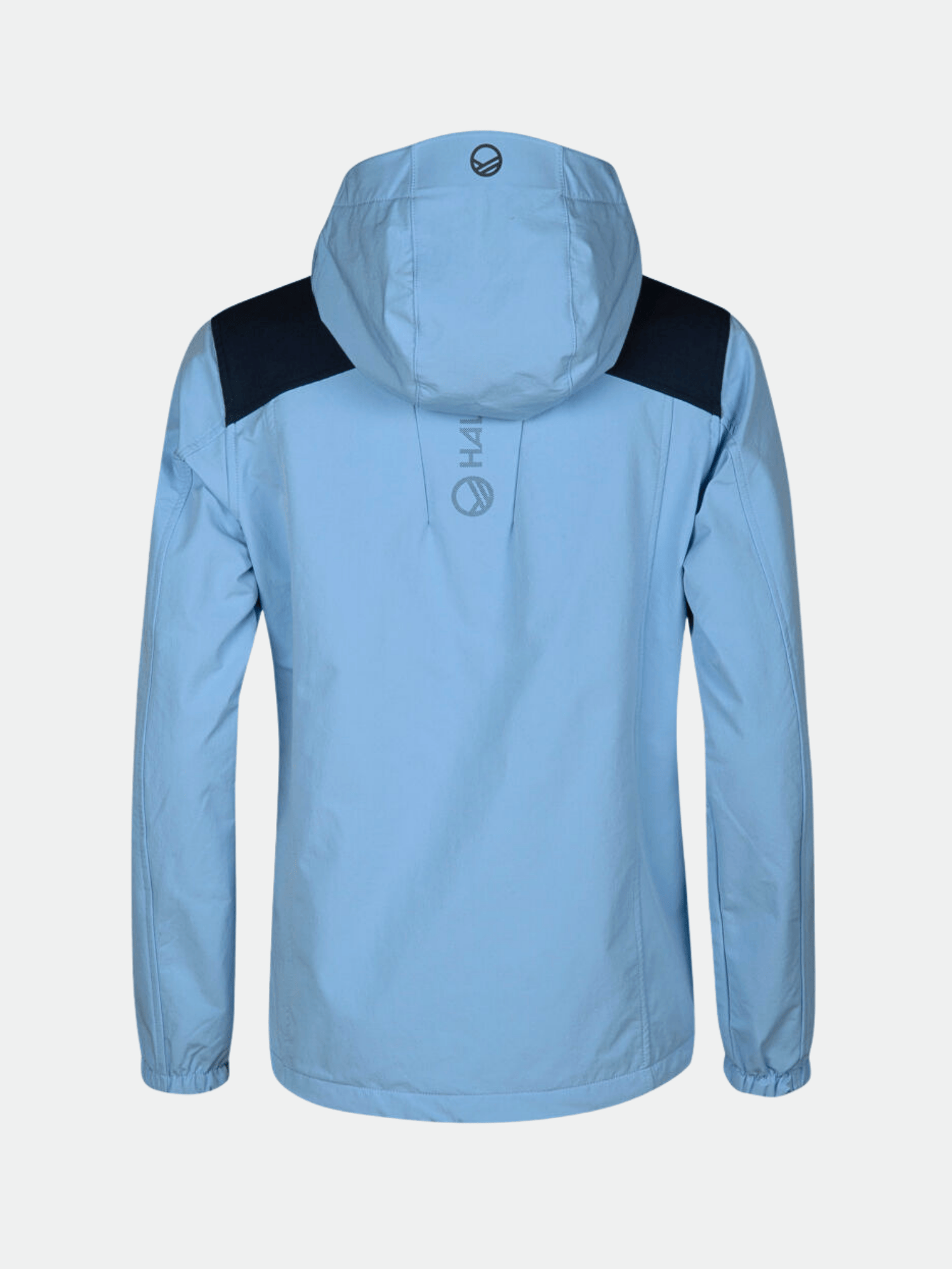 Halti Pallas Dam Warm Anorak-ljusblå med svarta detaljer, perfekt för friluftsliv: vind- och vattenavvisande.