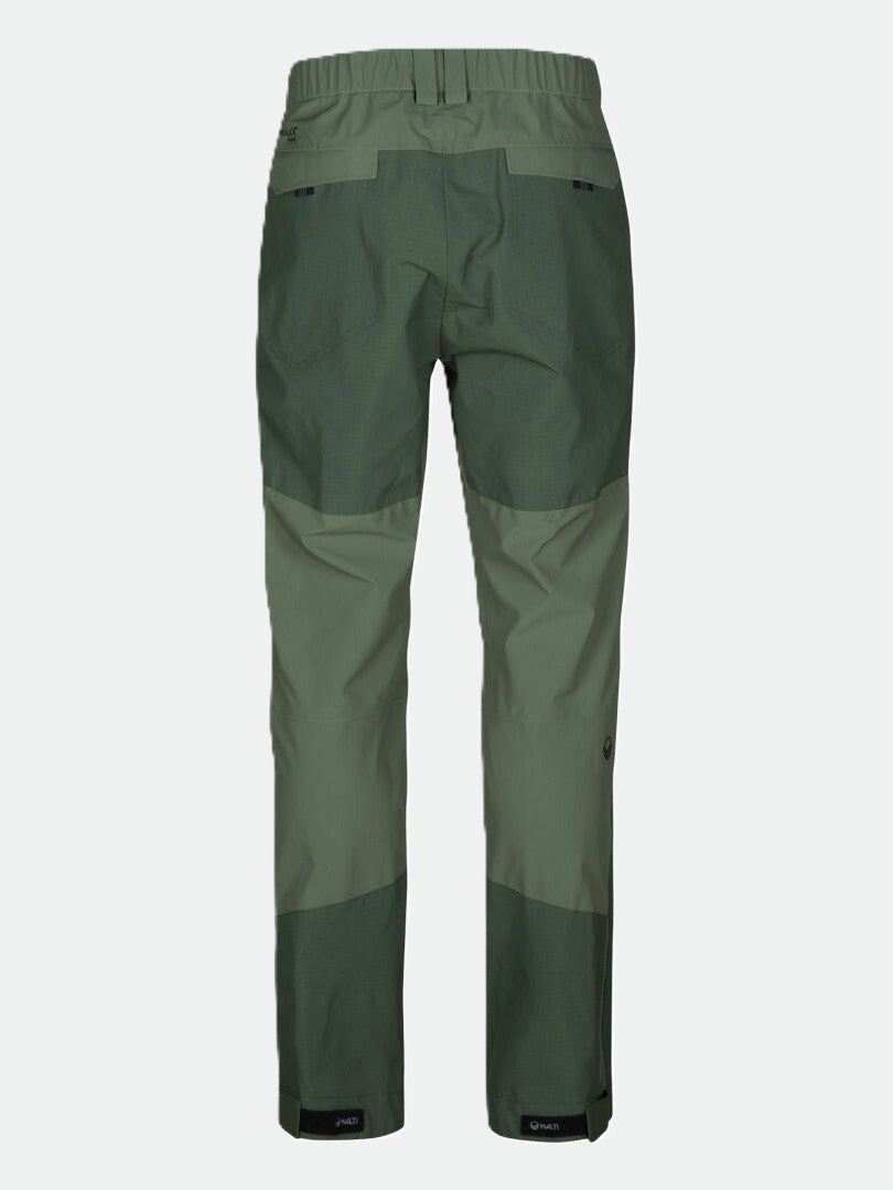Bakifrån på Halti Hiker DrymaxX 3L Ventilated Byxor Herr i grönt, med elastisk midja och förstärkta paneler.