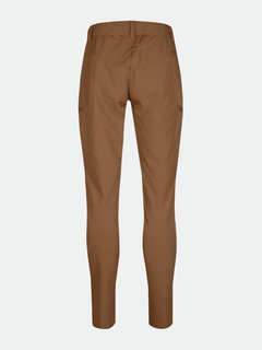 Bakifrån på Halti Pallas Evo Brushed X-stretch Byxor Dam, vandringsbyxa med smal passform för damer med elastisk midja och sidofickor.