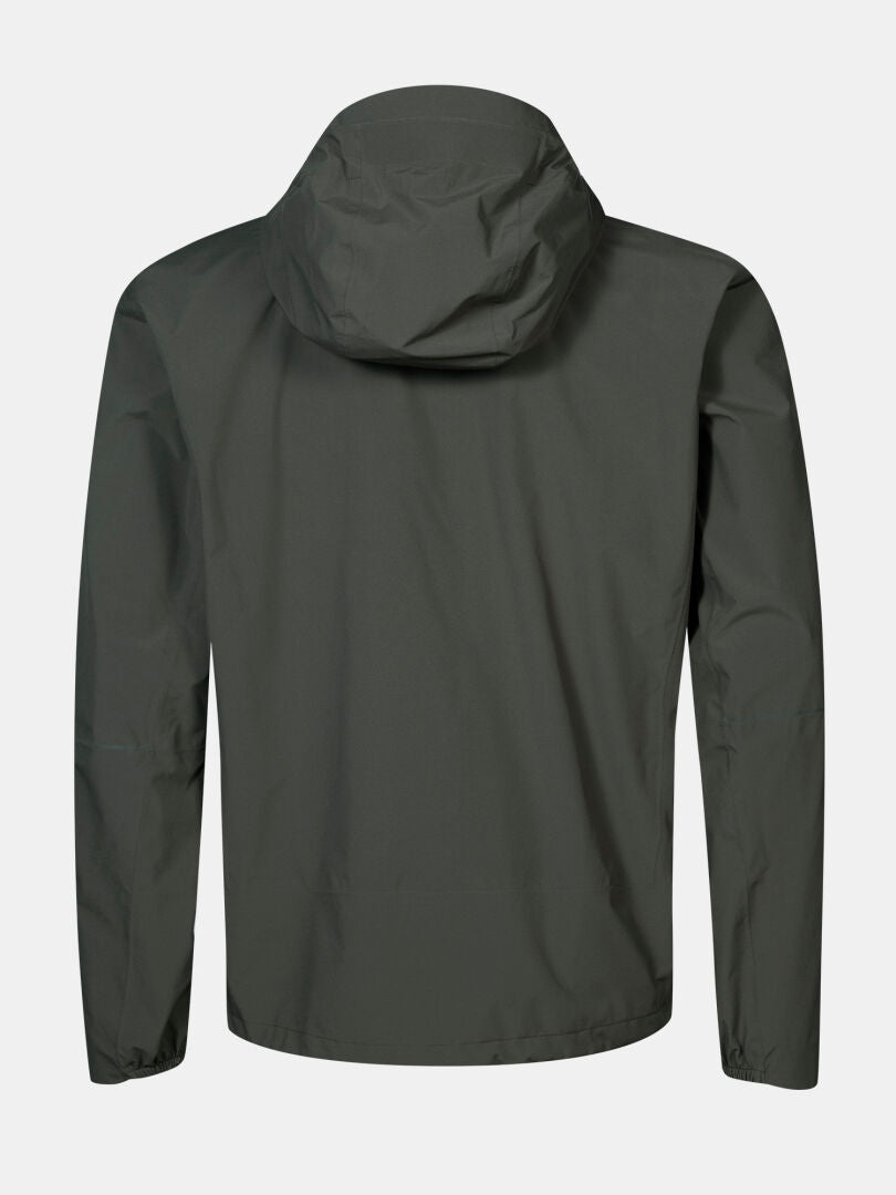 Halti Pisarat 2,5L DX Skaljacka Herr visas bakifrån med långa ärmar, huva och en avslappnad passform.