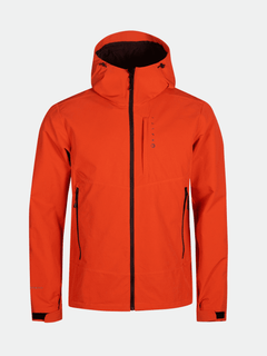 Orange Halti Pallas Evo Brushed X-stretch Jacka Herr, svarta blixtlås, två framfickor på enfärgad bakgrund.