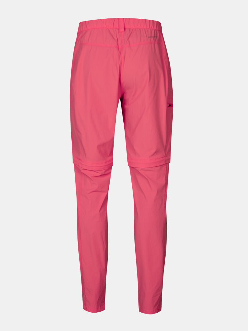 Bakifrån Halti Pallas Cool Stretch Zip-off Byxor Dam - ljusrosa, elastisk midja, perfekt för utomhusäventyr.