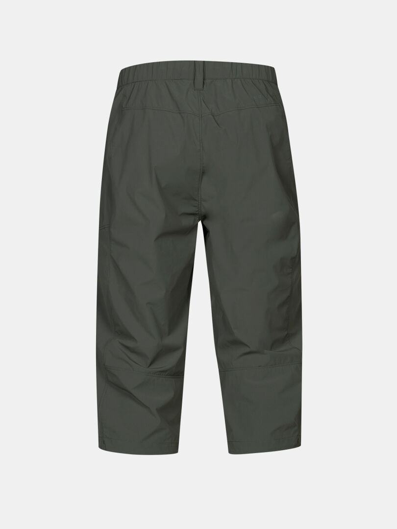 Bakifrån på Halti Pallas Cool X-stretch capribyxor herr, knälång, elastisk midja, UPF 90+ skydd.