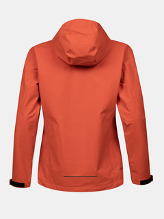 Bakifrån på Halti Finholma X-stretch Jacka Dam i orange, lång ärm, justerbara handleder - perfekt för friluftsliv.
