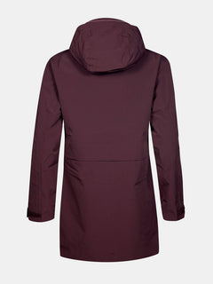 Halti Valaja DX Parka Dam Plus i rödbrun färg visas bakifrån på en vit bakgrund.