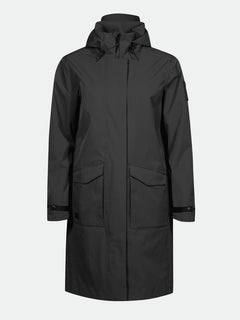 Halti Tokoi II DX Parkajacka Dam är en lång svart vattentät parkas med fickor med lock och justerbara ärmslut.