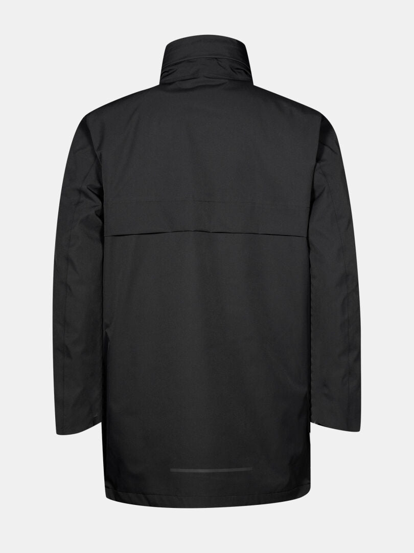 Halti Synkas II 3in1 DX Parka Herr i svart visas bakifrån med rak fåll och hög krage.