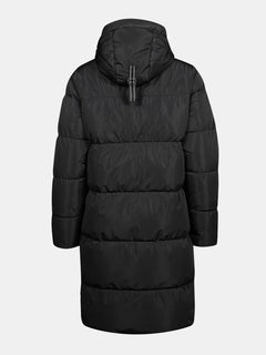 Halti Sammal Vadderad Parkajacka Dam: black, vattentät DrymaxX, huva, mid-lång med Microtherm Thermofill.