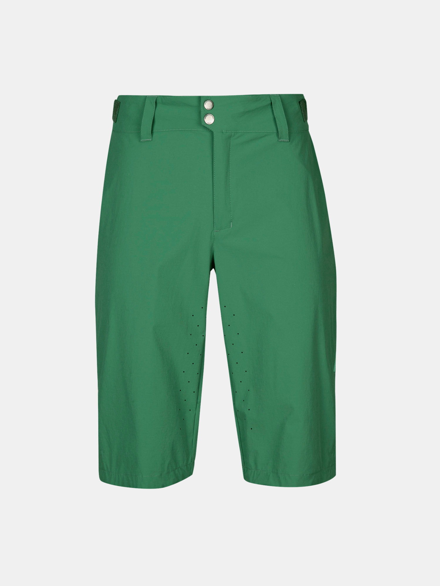 Halti Tracks Dam X-stretch Shorts: gröna, knälånga, stretchiga shorts med bälteshällor, dubbla knappar och ventiler.