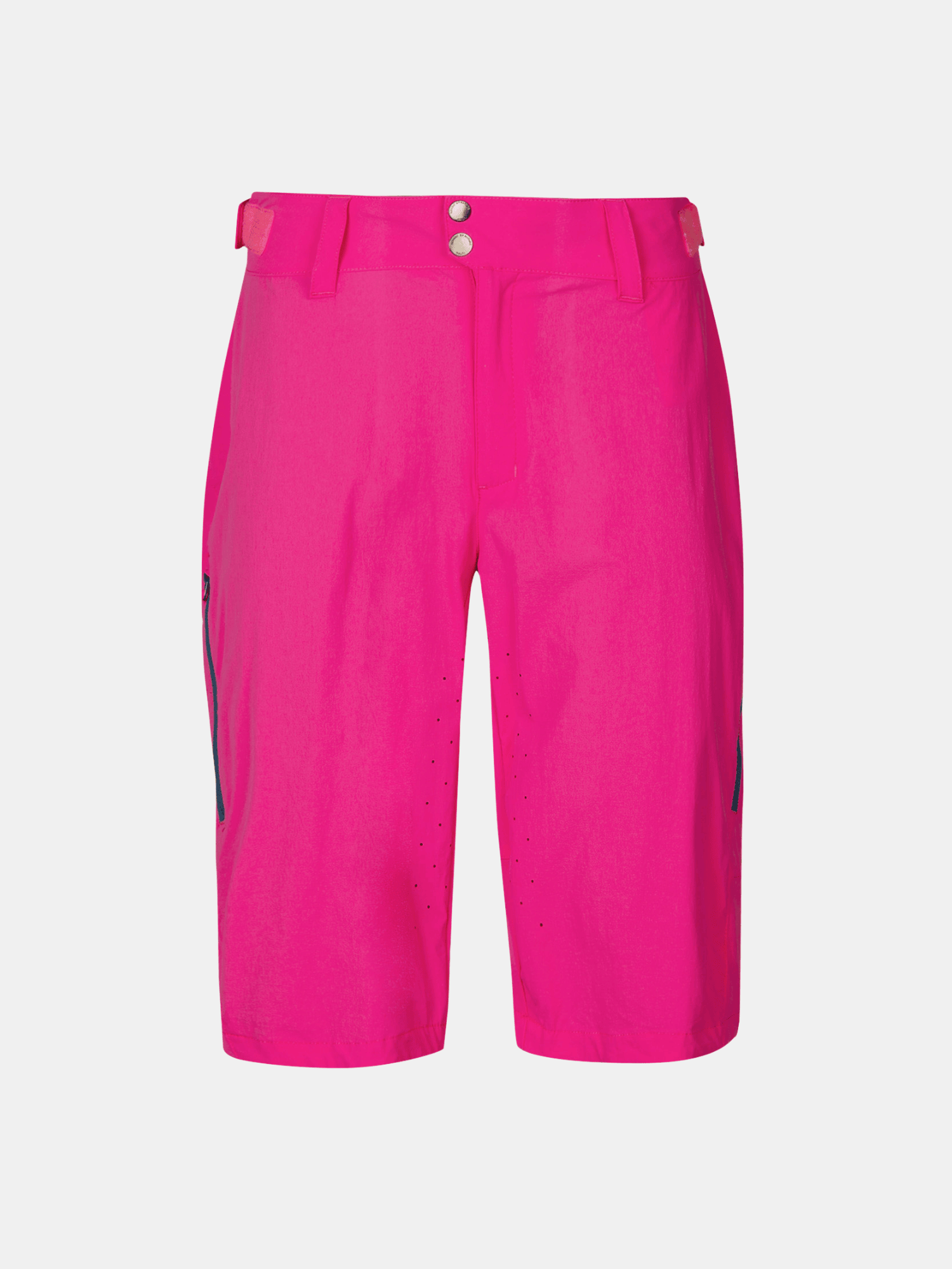 Halti Tracks Dam X-stretchiga knälånga shorts i ljusrosa med UPF 40+, bälteshällor, knappar och sidofickor med dragkedja.
