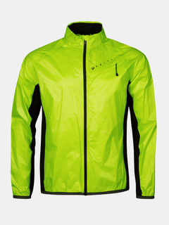 Halti Control Herr Windbreaker Jacka, neongrön med svarta och reflexer, visas mot en vit bakgrund.