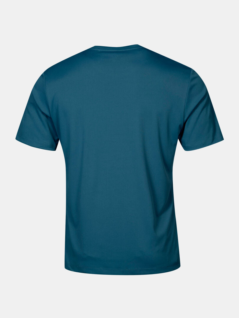 Halti Salves T-skjorta Herr är en enfärgad blå kortärmad t-shirt som visas bakifrån på en vit bakgrund.