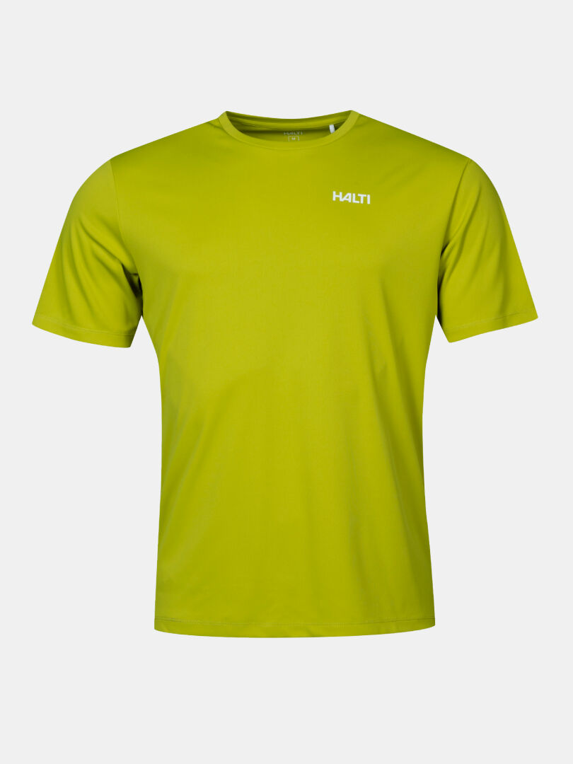 Salves T-skjorta Herr från Halti i limegrönt med kort ärm av återvunnen polyester - idealisk för utomhusaktiviteter.