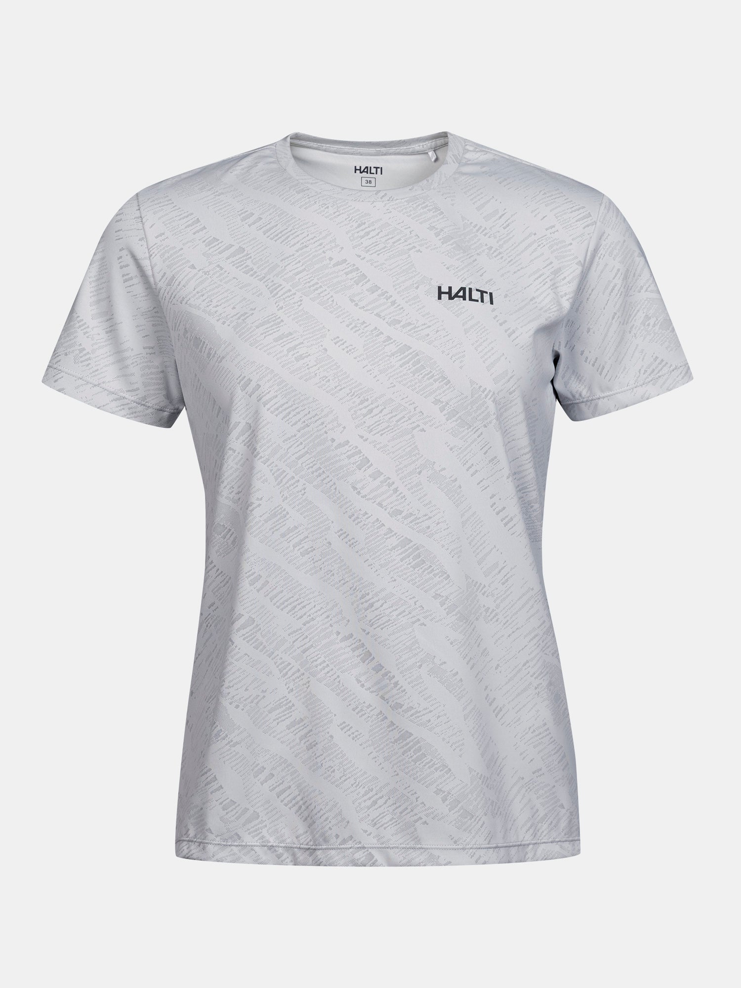 Halti Oulanka T-skjorta Dam är en ljusgrå damtröja med Active Dry och en liten logotyp på bröstet.