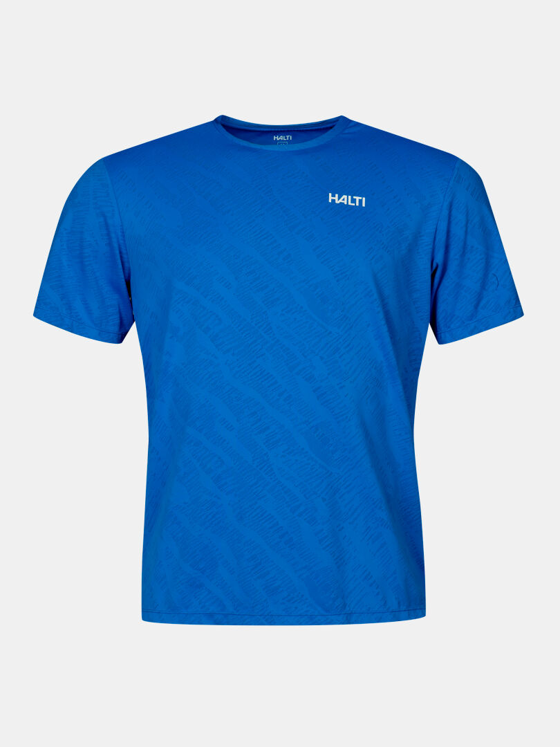 Oulanka T-skjorta Herr från Halti är en enfärgad blå t-shirt med Active Dry och en liten vit logotyp på bröstet.