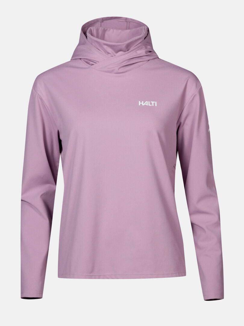 Kaltio Träningshoodie Dam från Halti är ljuslila, logotyp på bröstet - perfekt för löpning eller utomhusträning.