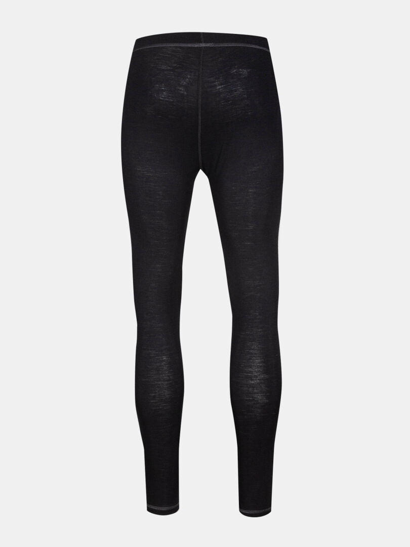 Halti Neva Merinoull Underställsset Herr leggings, svart, vy bakifrån mot en enfärgad vit bakgrund.