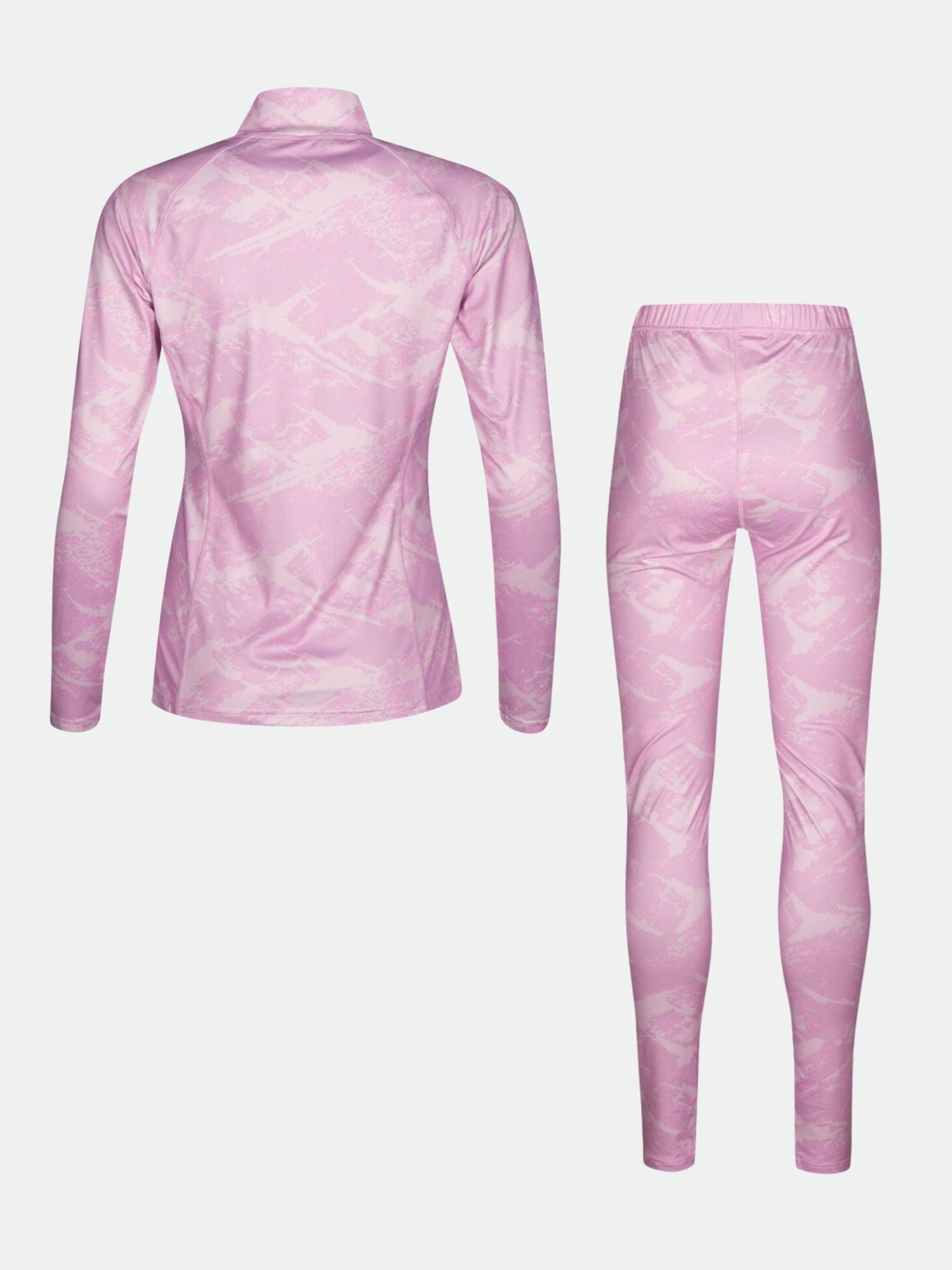 Halti Windfire Underställsset Dam: ljusrosa active dry zip-up topp och leggings, bilden är bakifrån.