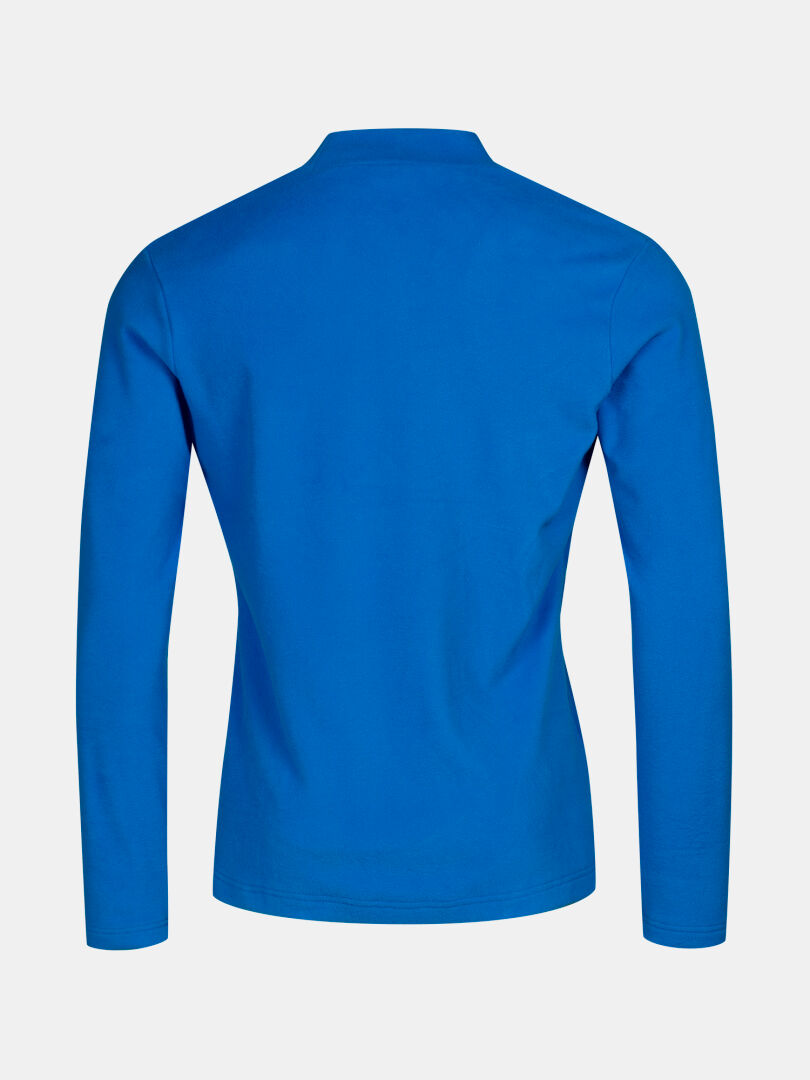 Halti Trone Fleece Tröja Herr är en enfärgad blå långärmad topp som visas bakifrån på en vit bakgrund.