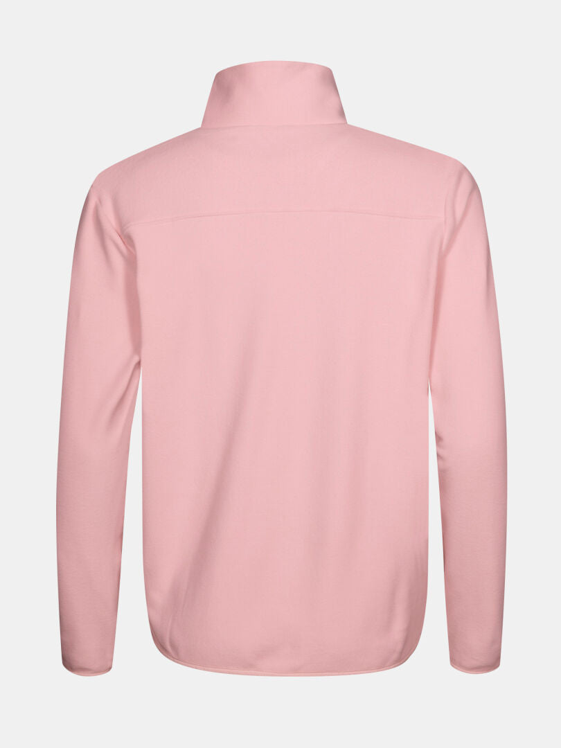 Halti Rockmoon Fleecejacka Dam i ljusrosa visas bakifrån mot en enfärgad vit bakgrund.