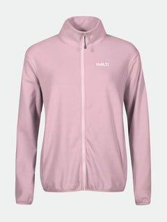 Ljusrosa Rockmoon Fleecejacka Dam från Halti, zip-up i stretchfleece med hög krage och logotyp på bröstet.