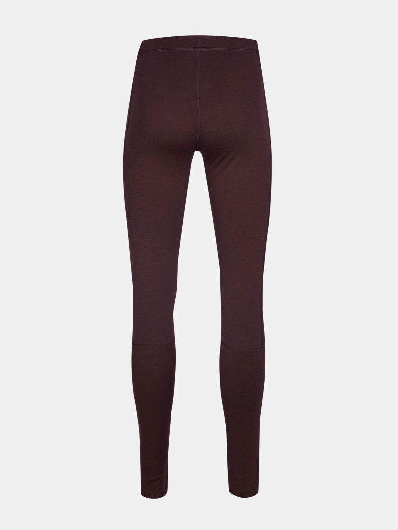 Hossa II Merino Underställ Set Dam by Halti i mörkbrunt visas bakifrån på en enfärgad vit bakgrund.