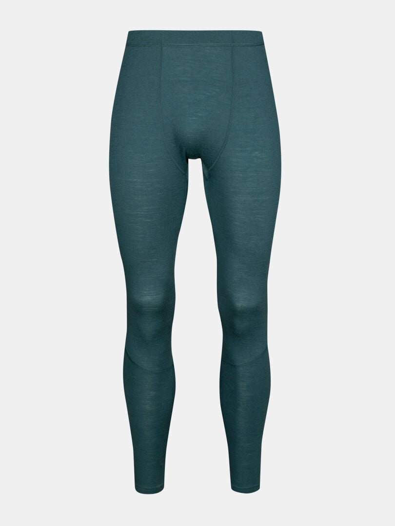Halti Hossa II Merino-underklädeset för herrar i färgen teal, fotograferat mot en enfärgad vit bakgrund.